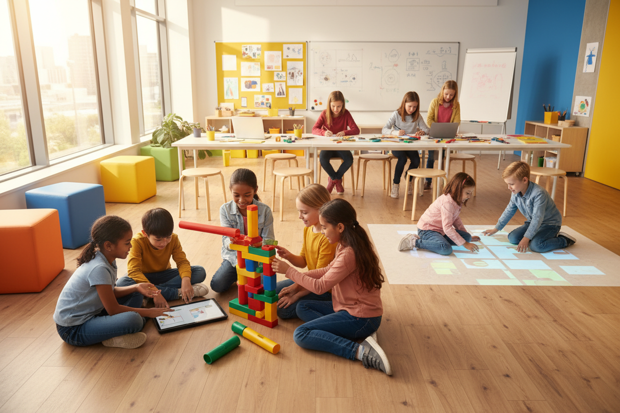 young people playing and learning